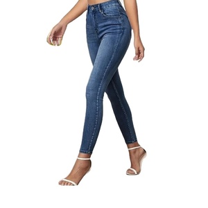 Jeans vaqueros rectos elásticos de cintura alta informales de talla grande para mujer Color sólido Longitud completa Ecológico BD - Product Image 2