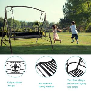 Sedia a Dondolo da Giardino in Metallo Resistente, Panca Oscillante in Acciaio Resistente alle Intemperie per Uso Esterno - Product Image 4