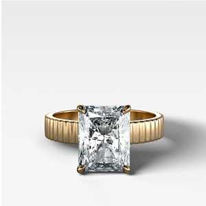 5ct Radiant Lab Grown <b>Diamond</b> <b>Ring</b> 3.5mm Fluted Wide Band 10k 14k Solid Gold Prong Solitaire Engagement <b>Ring</b> Wholesale Jewelry - Product Image 1