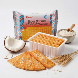 Delicious Coconut Crackers 160g Crunchy Rectangle <b>Biscuits</b> Baked Snack Factory Direct ODM - Product Image 1