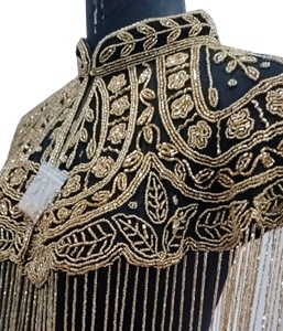 Elegant Vintage Plus Size Embroidered Handmade Blouse Mandarin Collar Beaded <b>Fringe</b> Floral Pattern Sleeveless Top Autumn Women - Product Image 2