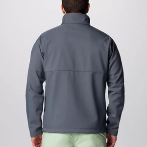 Chaqueta de Forro Polar Gris para Hombre, Cuello Alto, Cierre de Cremallera, Resistente al Viento, Informal, para Otoño, Corte Regular, Color Sólido, Material de Poliéster - Product Image 2