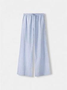 Pantalon cargo rouge à jambes larges, taille mi-haute élastique, poches, coupe droite, longueur cheville, style hiver, tissu polyester tissé - Product Image 5