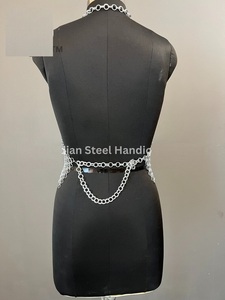 Conjunto de Vestido de Malla Metálica de Acero Inoxidable Hecho a Mano, Plateado, Estilo Armadura - Product Image 5