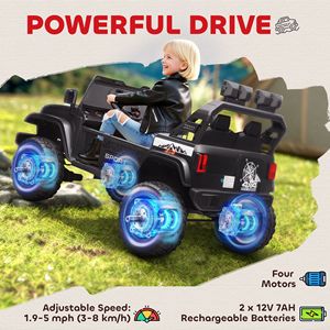 Camion Elettrico a 2 Posti 24V con 4 Motori, Sospensioni a Molla e Telecomando, Nero - Per Bambini dai 5 ai 7 Anni - Product Image 4