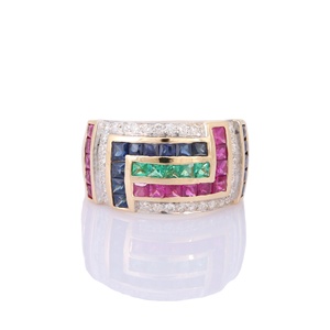 Nhẫn Kim Cương Sapphire Ngọc Lục Bảo Quý Giá Tự Nhiên Thịnh Hành Nhẫn Cưới Vàng 18K Trang Sức Nam Nữ Bán Sỉ - Product Image 4