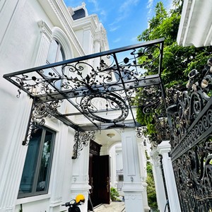 European Iron <b>Canopy</b> With Floral Pattern For Villa Entryway Outdoor Decorative Metal <b>Roof</b> Cover - Product Image 1