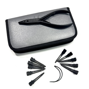 Black Matte Stainless steel Three Hole Micro-<b>beads</b> Applicator Plier & Removal Hair Extension Pliers With Clips <b>Needles</b> - Product Image 5