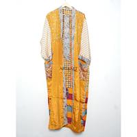 Kimono de Estilo Vintage en Satén de Seda con Cuello en V, Cierre con Cordón, Estampado, Modesto, para Verano e Invierno, Mangas Tres Cuartos, Secado Rápido