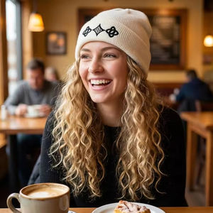 Chapeau en tricot jacquard uni personnalisé avec logo, protection des oreilles, bonnet chaud d'hiver - Product Image 2