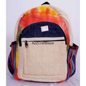 Sac à dos artisanal unisexe de taille moyenne en toile 100% coton, léger, vintage, 20L, avec fermeture éclair, logo artisanal, pour voyage et usage quotidien, forme arquée - Product Image 2