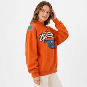 Sudadera con Cuello Alto OKLAHOMA, Sudadera con Letras y Mapa Aplicados, Sudadera con Cuello Alto Personalizada, Sudadera Oversize con Cuello Alto - Product Image 4