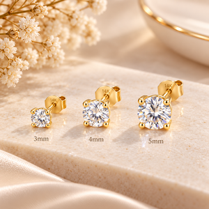 Pendientes de tuerca de moissanita de lujo hechos a mano de plata de ley 925, de varios tamaños (3-6 mm), corte brillante, cuatro puntas, clásicos, certificados para fiestas. - Product Image 2