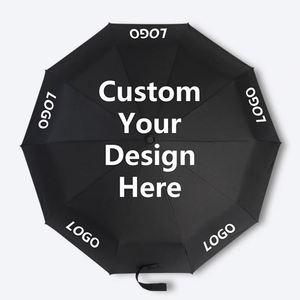 23 Inch 10 Ribs 190 T Fabric With UV Business Gifts 3 Fold Reverse Reflective Led Light Handle Automatic <b>Umbrella</b> - Product Image 4