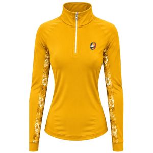 Pale <b>Yellow</b> <b>Women</b> Quarter Zip Sports Shirt Floral Sleeve Detail Long Sleeve Training Outdoor Activewear <b>Top</b> - Product Image 1