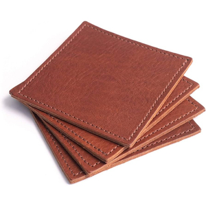 Ensemble de sous-verres ronds modernes en cuir PU de qualité supérieure avec logo personnalisé, 4/6/8 pièces, tapis et dessous de verre pour la maison, le bureau, le bar, pour les cadeaux de mariage - Product Image 2