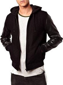 Veste à capuche en cuir pour homme, mode, chaude, hiver, décontractée, manches longues, streetwear, vêtement d'extérieur durable - Product Image 2