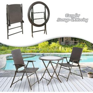 Set da bistrot pieghevole in vimini da esterno 3 pezzi per balcone o giardino - Product Image 5
