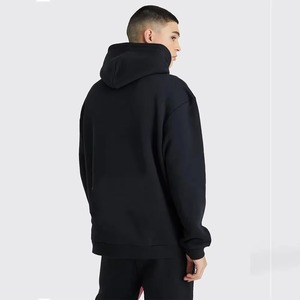 Conjunto de Sudadera con Capucha Negra y Pantalones Deportivos para Hombre, Diseño Color Block, Tejido de Felpa, Casual, Ecológico, 100% Algodón, Ropa de Invierno - Product Image 4