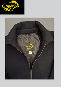 Veste en laine pour homme CHAMP KING, col rabattu, fermeture éclair brodée, coupe classique - Product Image 3