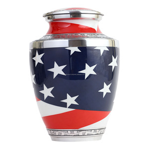 Urna de Aluminio con Bandera Americana para Cenizas Humanas, Fabricante Directo, Urna Grande para Adultos con Capacidad para 200 Pulgadas Cúbicas - Product Image 1