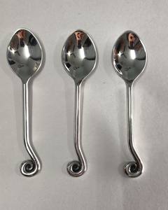 Artisanal Swirl Coffee & <b>Cake</b> Spoons - Hand Forged Stainless Steel Decorative Teaspoons for Luxury Hotels - Unique Spiral Handle - Product Image 3