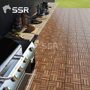SSR - Baldosas de Madera de Acacia Marrón de 12 Listones, Baldosas de Suelo Encajables para Exteriores, Jardín, Patio - Product Image 3