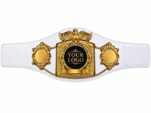 Ceinture de champion de boxe personnalisée en cuir PU blanc avec logo d'aigle or et argent, ceinture de boxe en cuir personnalisée MMA - Product Image 3