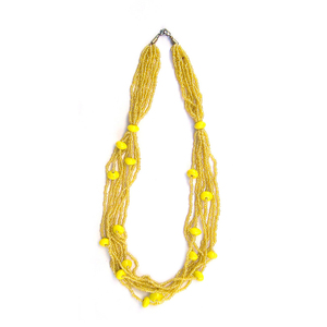 Collar Bohemio de Cuentas Doradas Amarillas Hecho a Mano para Mujer, Joyería de Moda, Accesorio Festivo, Colección Mayorista para Bodas - Product Image 1
