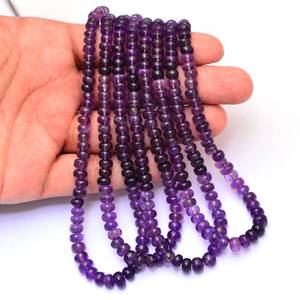Natural Purple Amethyst Smooth Rondelle Gemstone <b>Beads</b> 5-8mm Loose <b>Beads</b> For Jewelry Making Wholesale Amethyst Stone For Earring - Product Image 2