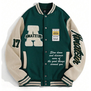 Buen Proveedor con Impresión de Logotipo Propio, Servicio OEM ODM 2026, Chaquetas Varsity de Béisbol Casuales de Primera Calidad para Venta al Por Mayor - Product Image 1