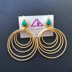 Turquoise Spiral Matte Designer Fashion Earrings - Product Image 1