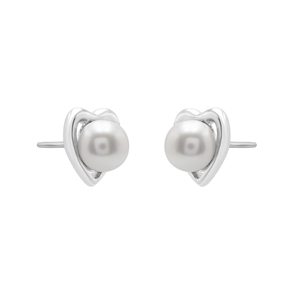 Nuevos Pendientes de Perlas Redondas de Agua Dulce en Forma de Corazón, Plata de Ley 925, Diseño Clásico, Joyería Fina para Mujer - Product Image 2