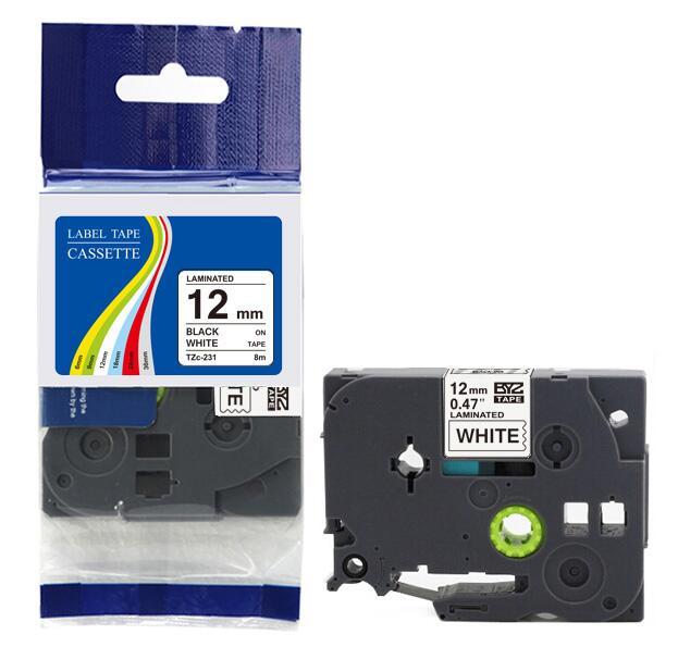 Tatrix TZe-231 TZc-131 TAe-631 TZe-232  TAe-335 12mm x 8mm Label Tape Cartridge compatible for Brother PT-200 PT-1000