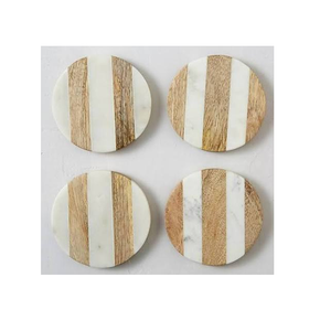 Reusable Handmade Wood and <b>Marble</b> <b>Coaster</b> Hot Sale Wedding Mat & Pads <b>Marble</b> Wood Stone <b>Coasters</b> Best Price - Product Image 3