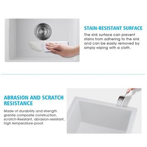 Lavello da Bar Sottopiano in Quarzo 45,7 cm L x 40,6 cm L per Cucina con Griglia e Filtro Inclusi - Product Image 5