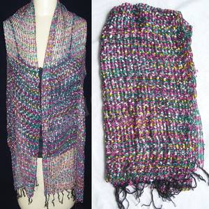 Écharpe longue tricotée en coton Dobby teint en fil 100 % coton pour femme - Motif drapeau et tissage à la main, style musulman - Product Image 2