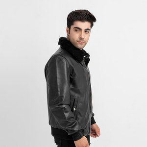 Veste en cuir synthétique effet fourrure pour motard, grande taille, écologique, qualité supérieure, très appréciée, style affirmé, pour homme - Product Image 4