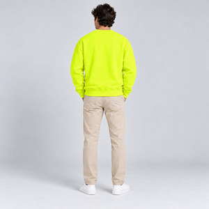 <b>Men's</b> <b>Neon</b> Yellow Crew Neck Sweatshirt Casual Plain Dyed Pullover Long Sleeve Unlined Knitted <b>Top</b> - Product Image 6