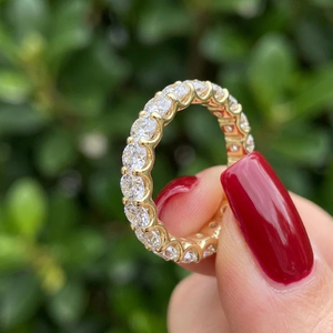 Classic Radiant Cut Lab Grown Diamond Women's Bridal Band 2.00 CTS. Gold Plated Cluster Leaf Design Stackable Anniversary <b>Ring</b> - Product Image 5