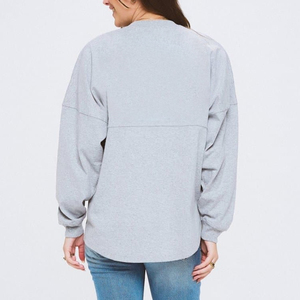 Camiseta de manga larga con diseño personalizado para mujer, estilo casual, hombros caídos, cuello redondo, sudadera deportiva para mujer. - Product Image 4