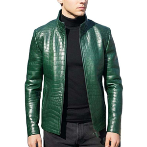Chaqueta de Motociclista de Cuero PU para Hombre, Cuello Alto, Cierre de Cremallera, Resistente al Viento, Ropa Casual para Exteriores - Product Image 1