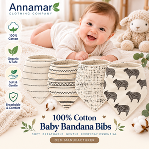 Bavoirs bandana pour bébé en coton 100% personnalisés |   Bavoirs doux et respirants |   Bavoirs lavables pour bébé |   Fabricant OEM - Product Image 3
