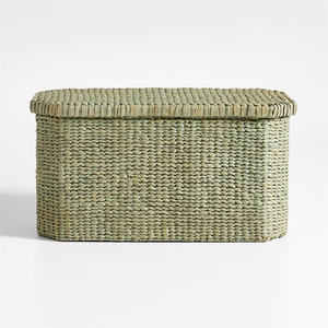 Grand panier de rangement en jacinthe tressé à la main avec couvercle, panier de rangement pour jouets, panier de rangement décoratif écologique pour la maison, élégant et moderne - Product Image 3