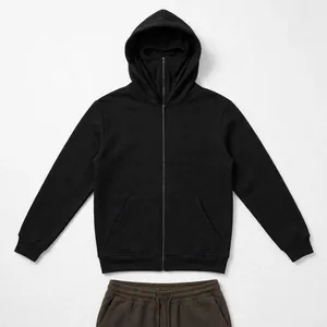 Sudadera con Capucha Negra para Hombre, 100% Algodón, Felpa Francesa, Corte Regular, Ropa Urbana, Digital 500g, Invierno - Product Image 1