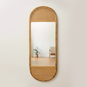 Natural <b>rattan</b> mirrors best seller home furnishing accessory handmade oval dressing mirror - Product Image 5