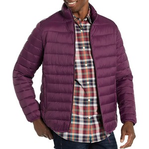 <b>Mens</b> Lightweight Insulated Puffer Jacket with Full Zip Front and Stand Collar in Dark Purple for Casual and Cold Weather Wear - Product Image 4