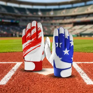 Guantes Deportivos de Dedo Completo, Rojos, Blancos y Azules con Estrellas y Rayas, Impresión por Sublimación, Antideslizantes, de Poliéster, Unisex, para Todas las Estaciones - Product Image 4