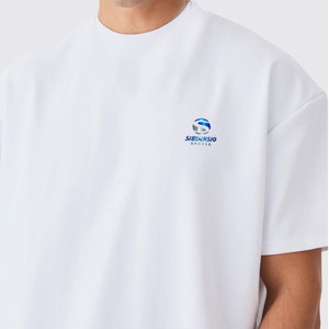 Camiseta Casual de Manga Corta con Cuello Redondo, 100% Algodón, Estilo Vintage, Lavada, Blanca, Gruesa, 300g, Transpirable - Product Image 6
