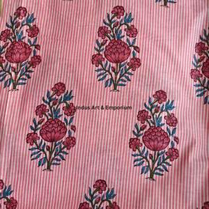 Tela de Algodón Cambray Estampada a Bloques 60x60, Tela de Algodón con Estampado Tradicional Jaipuri - Product Image 4